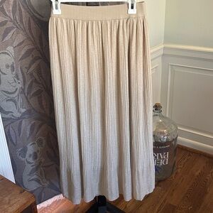 Metro Wear Cream Tan Metallic Gold Midi Maxi Skirt Fully Lined Gorgeous Large